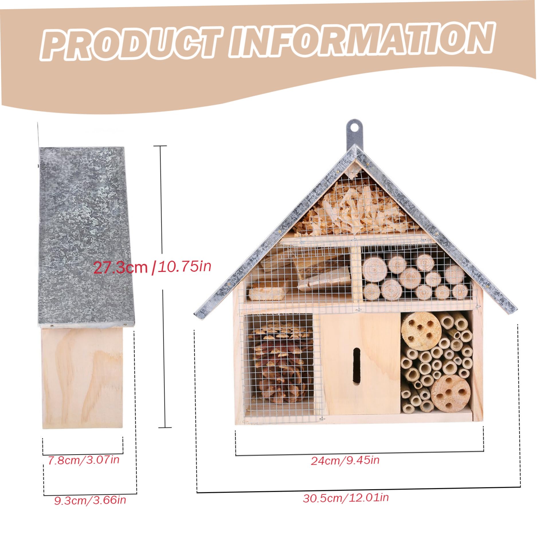 Bug Hotel, scatola per in legno resistente alle intemperie, da appendere, decorativa per, farfalle