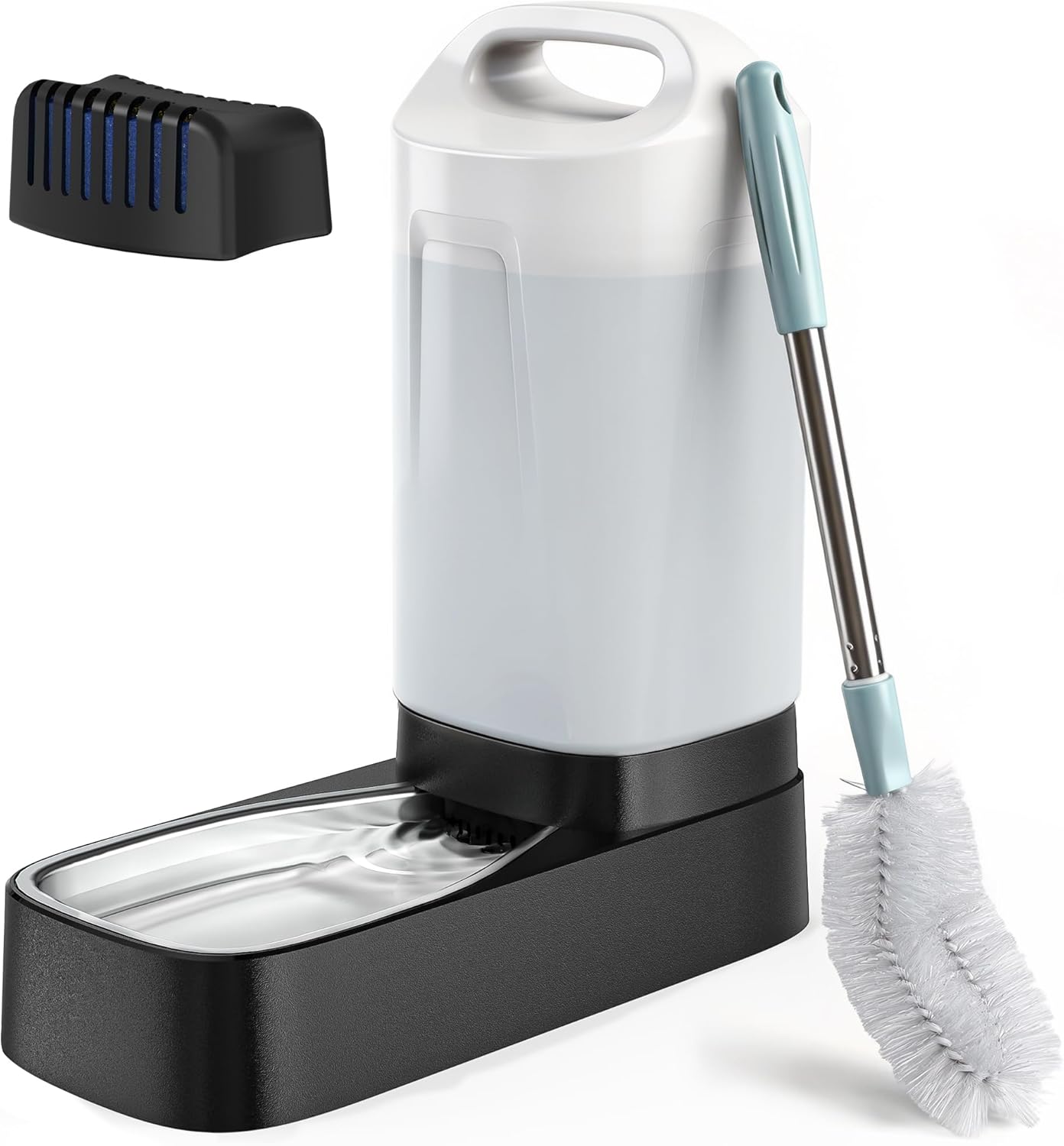 Automatic Dog Water Bowl Dispenser - with Filter 2.4 Gallon Stainless Steel Gravity Pet Water Feeder with Ergonomic Handle Design Anti Splash Drinking Bowl Easy to Clean Multi Pet Use