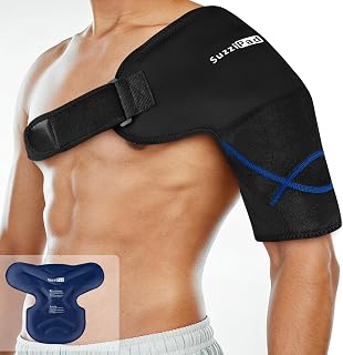 SUZZIPAD Reusable Cold Therapy Shoulder Wrap, Adjustable with Detachable Gel Ice Packs for Soothing Muscle Soreness & Reducing Swelling After Activity,Medium