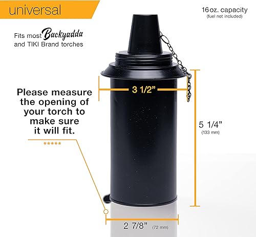 Vista 3 de Aluminio (Never Rust) Tiki - Recipiente de repuesto para antorcha Tiki, 16 onzas, apertura fácil de llenar. Negro mate. Paquete de 4