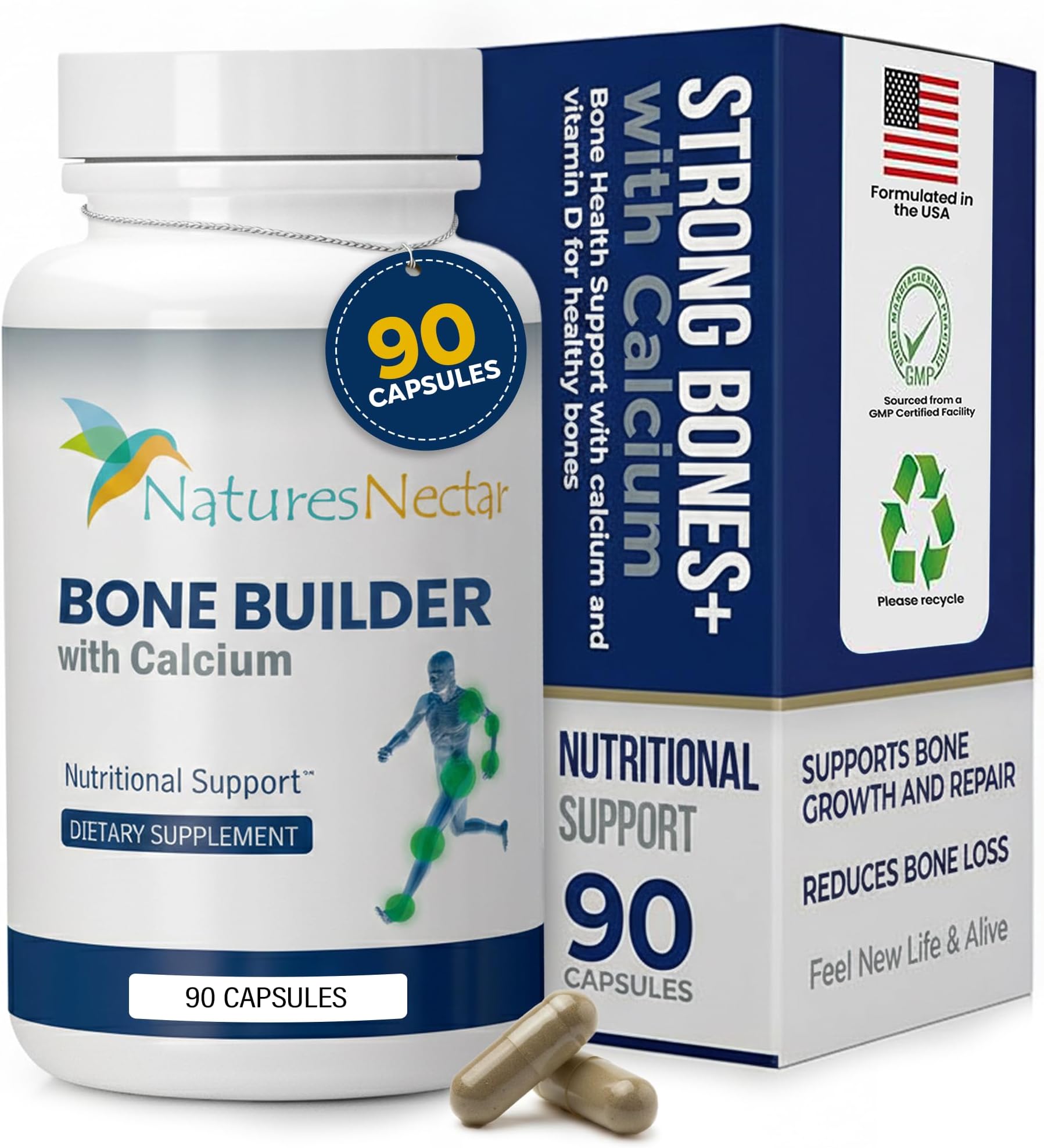 Bone & Joint Supplements for Men & Women – Supports Bone Health, Strength & Growth with Calcium, Vitamin D, Magnesium & Strontium – Bone Builder Formula for Maximum Absorption –90 Caps