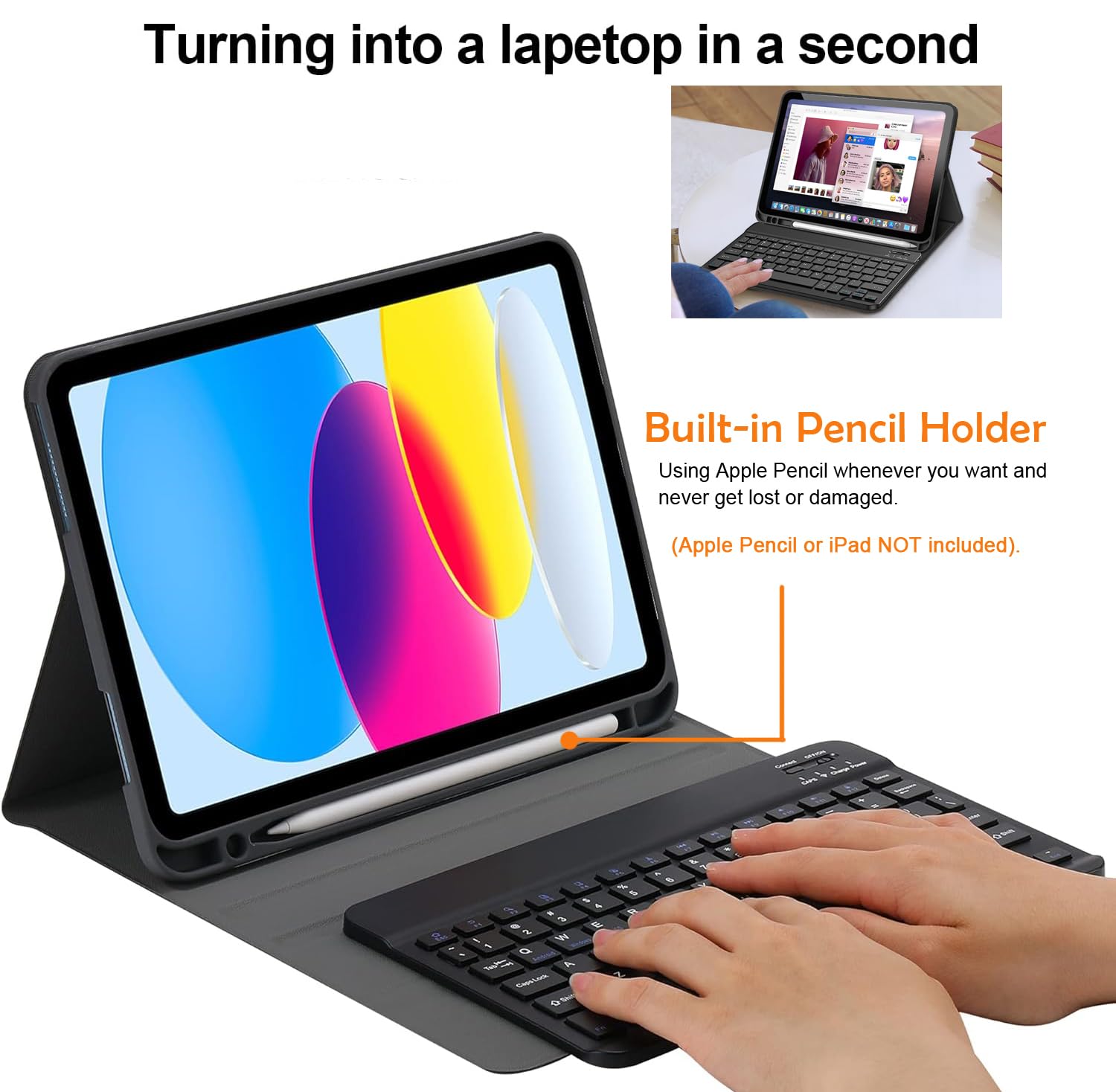 iPad 11/10th Gen Keyboard Case - Black -6 iPad 11/10th Gen Keyboard Case - Black -6