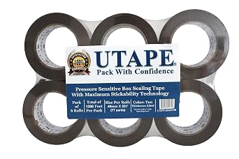 Brown Heavy Duty Packing Tape for Moving Boxes, Shipping Tape 2 inch x 77 Yards x 6 Rolls Strong Cardboard Sealing Tape for Packaging & Mailing, Tape for Boxes Total 462 Yards