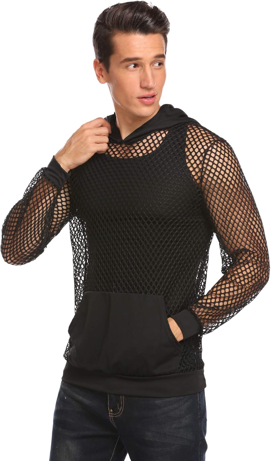 COOFANDY Men's Sexy Fishnet See Through Tank Top Muscle Workout T Shirt Mesh Transparent Tees Top: Clothing, Shoes & Jewelry