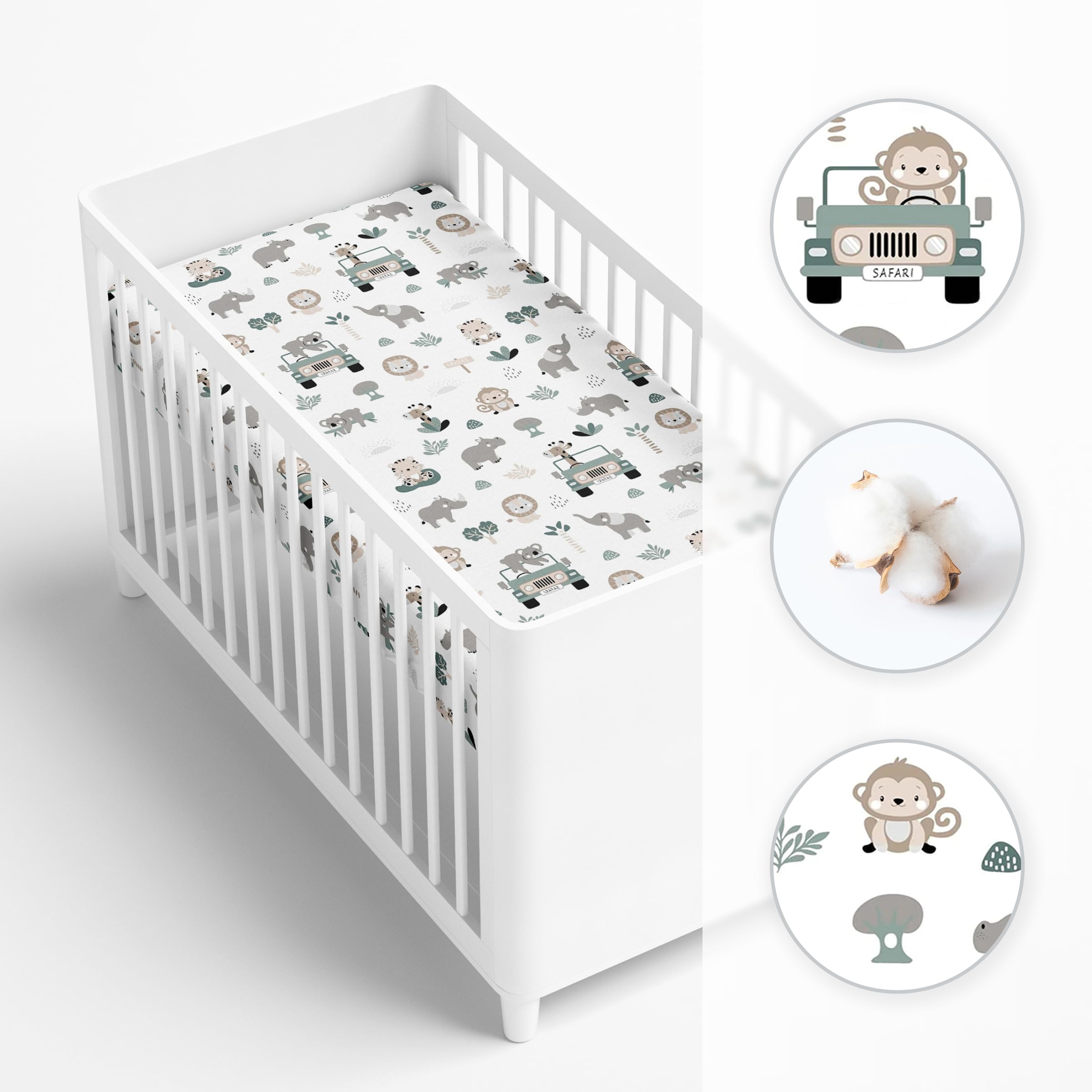 Baby Comfort Nursery 100% Cotton Fitted Sheet fits 140x70 cm Cot Bed Mattress (Safari Cars) — view 3
