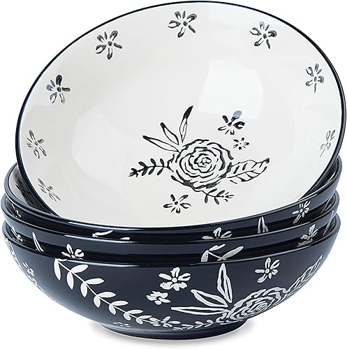 Miniatura 6 de Wisenvoy Cuencos de pasta de 40 onzas, cuencos para pasta, cuencos de 8 pulgadas, cuencos de cerámica para ensalada, cuencos para pasta, juego de 4