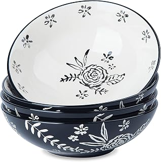 Wisenvoy Pasta Bowls Salad Bowls 8" Pasta Bowl 32 Ounces Salad Bowl Pasta Bowls Set of 4 Ceramic Serving Bowls