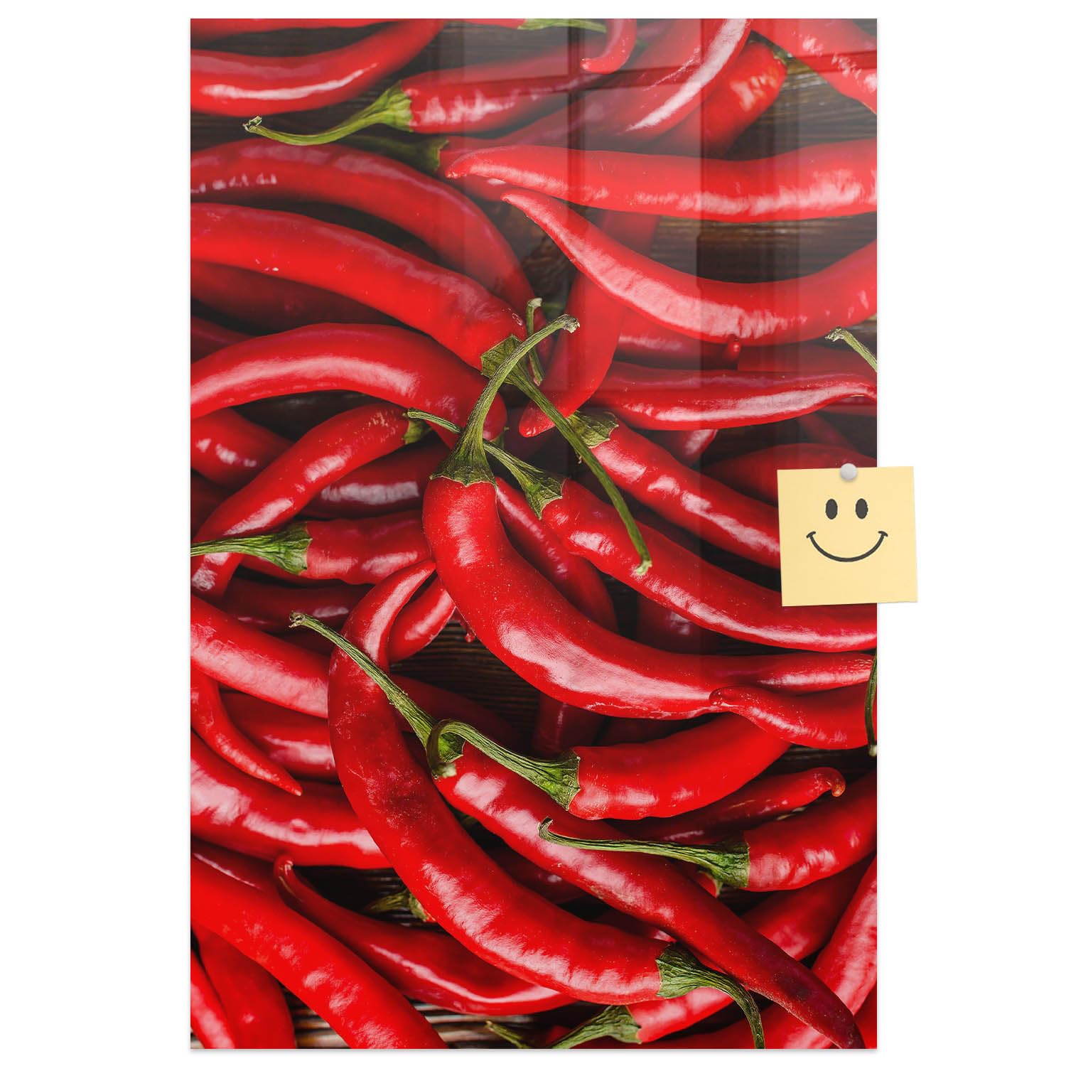 Tablero imantado de cristal templado Chiles mural de pared antirayas 8