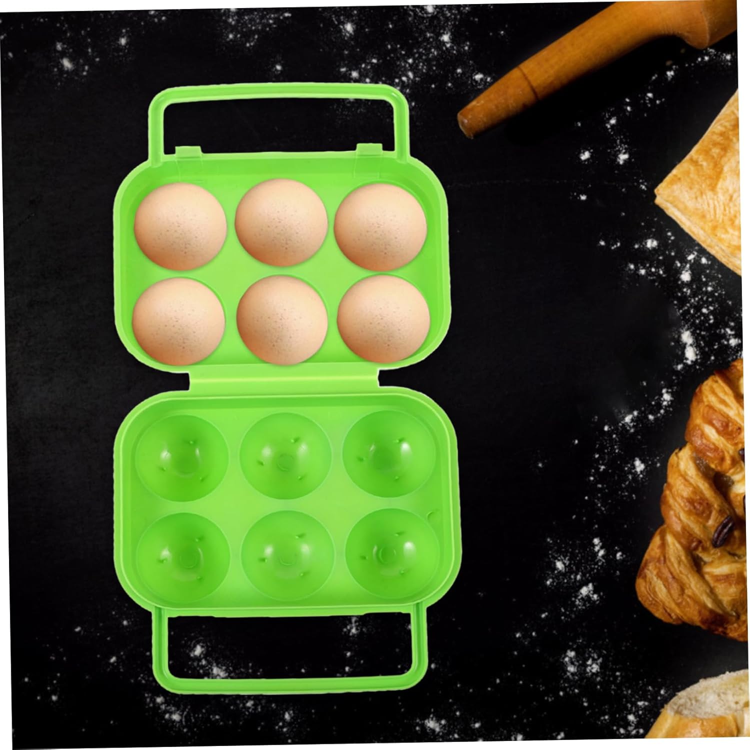 Amosfun Portable Egg Carrier with Handle, 6 Grids Plastic Egg Holder Egg Container for Picnic, Camping or Traveling