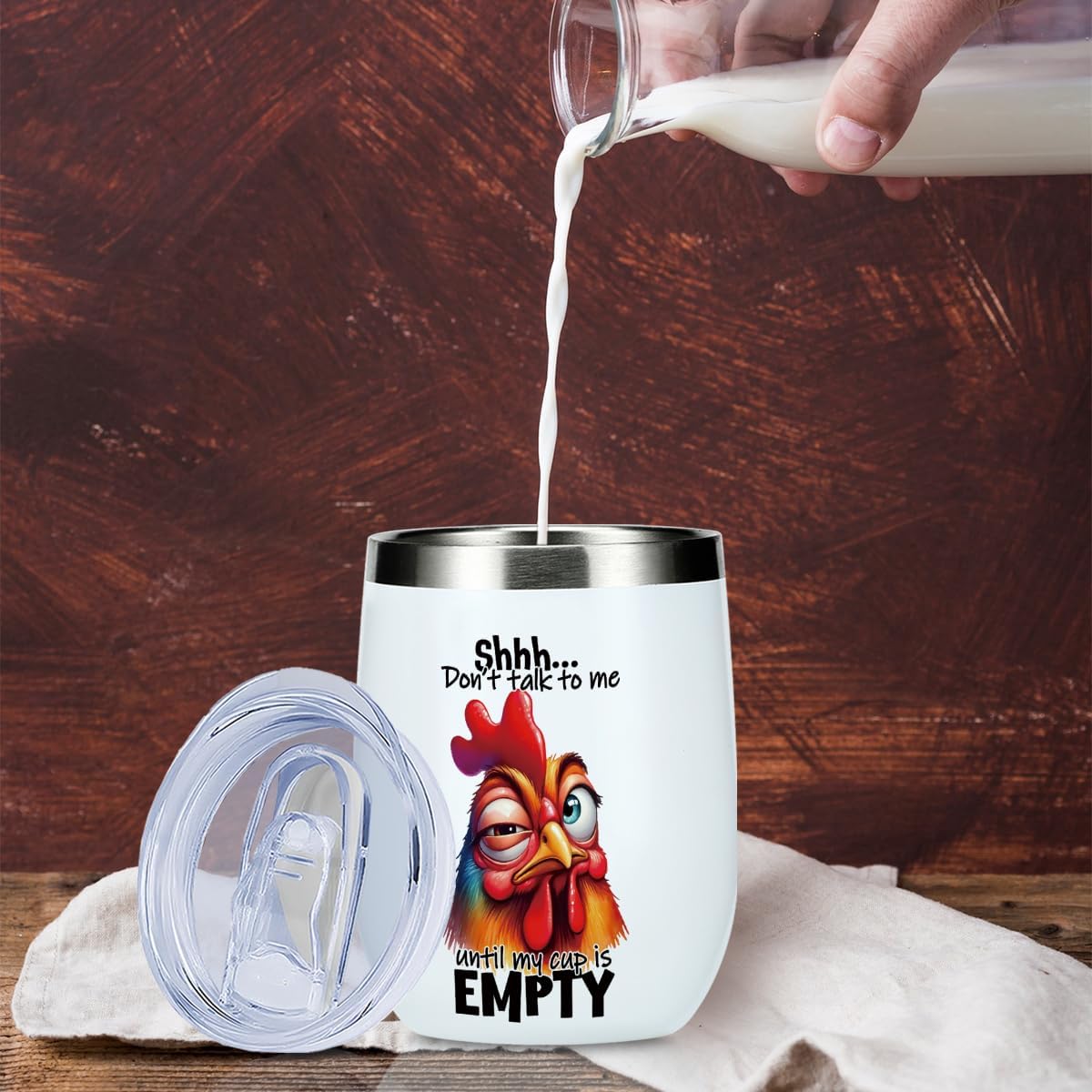 Funny Quotes Wine Tumbler, Sarcastic Chicken Gifts Chicken Decor Stuff Double Wall Vacuum Insulated Coffee Mug Wine Glass 12 oz Tumbler with Lid for Women Men Leader Mentor Work Birthday Christmas - Image 6