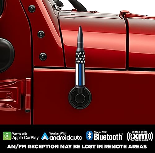Miniatura 4 de EcoAuto Antena tipo bala para Jeep Wrangler JK y JL (2007-2023) y Jeep Gladiator, antena para Jeep Wrangler con diseño antirrobo, antena de camión