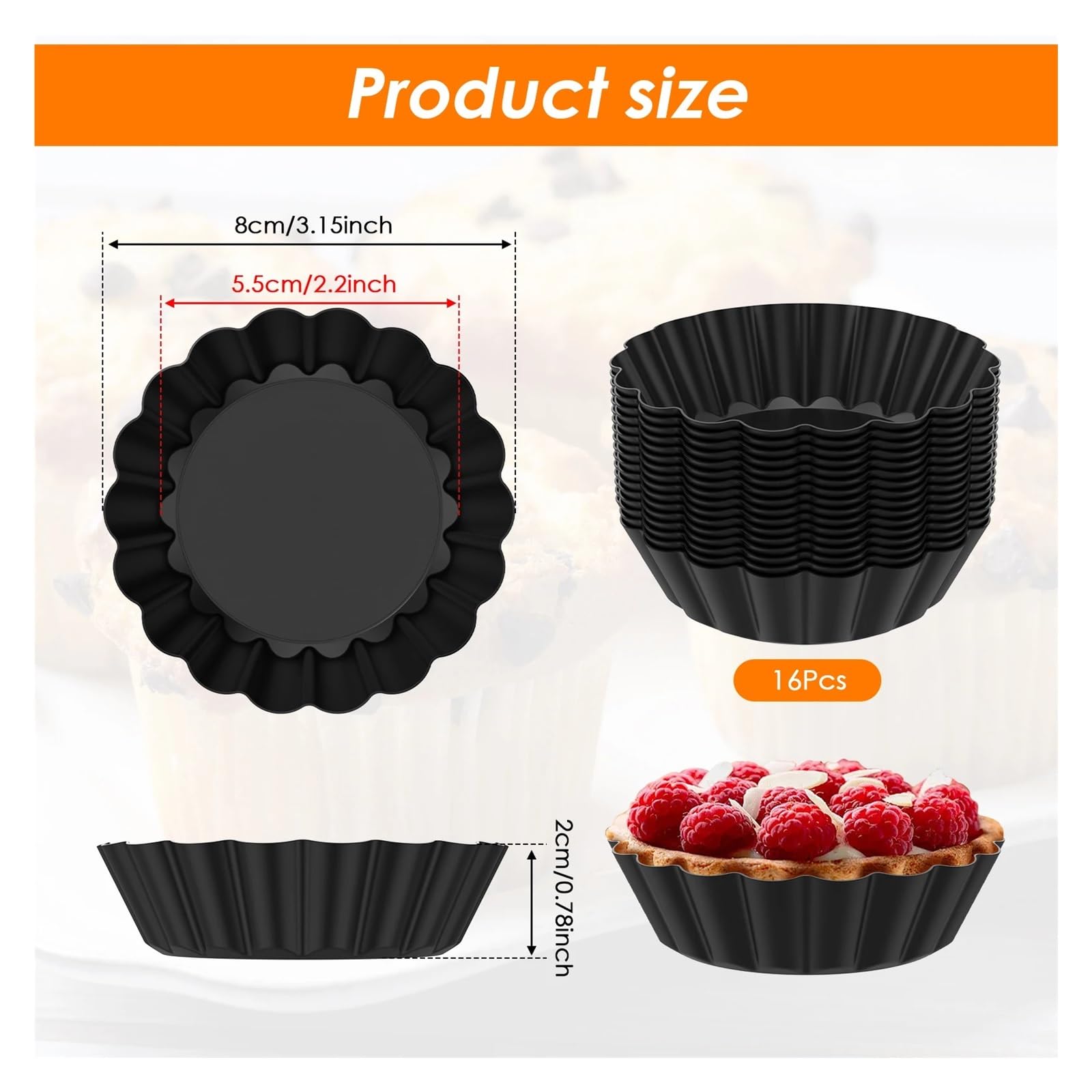 Moule à tartelettes en acier au carbone Moule à tartelettes en acier au carbone, moule pudding réutilisable, mini-tartelettes multifonctionnel, accessoires de pâtisserie