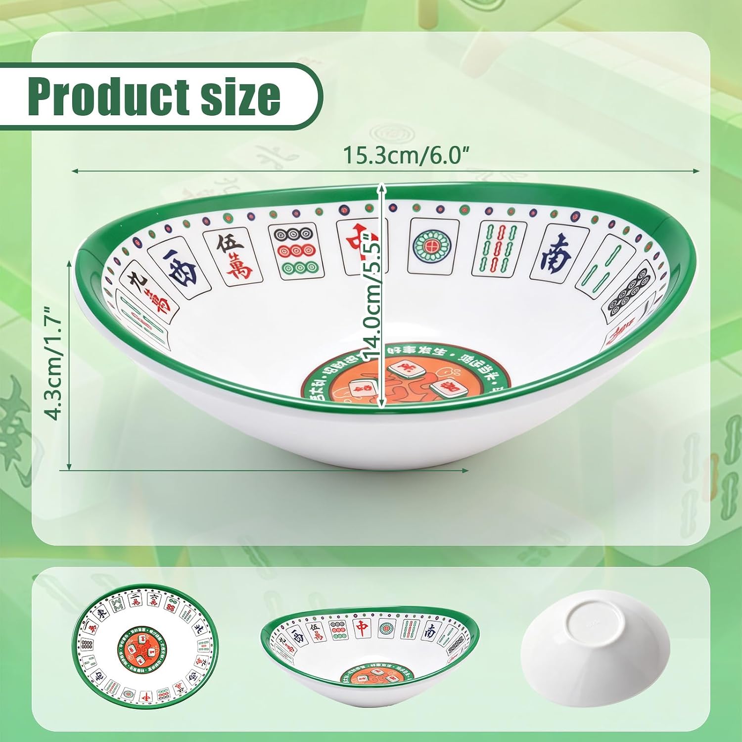 Mahjong Dice Dish, Perfect Mahjong Accessories for Game Nights | Mahjong Accessories & Gift, 6 x 5.5 x 1.7 in, Mahjong Printed Dish, Multi-purpose Catchall Tray for Snack Jewelry (Dish only)