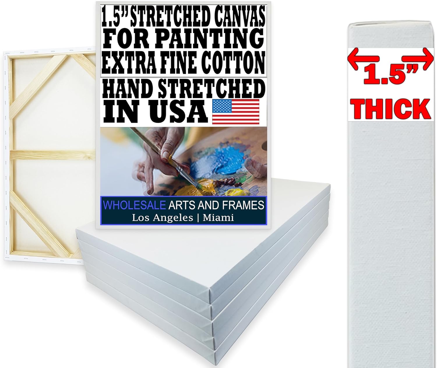 Stretched Canvas for Painting 10x30 2PK 1.5" Extra Fine Smooth Portrait Cotton Canvas 13 Oz Stretched Large Canvases for Painting 10 x 30 Bulk Canvas Value Pack.Blank 30x10 Canvases Universal Primed