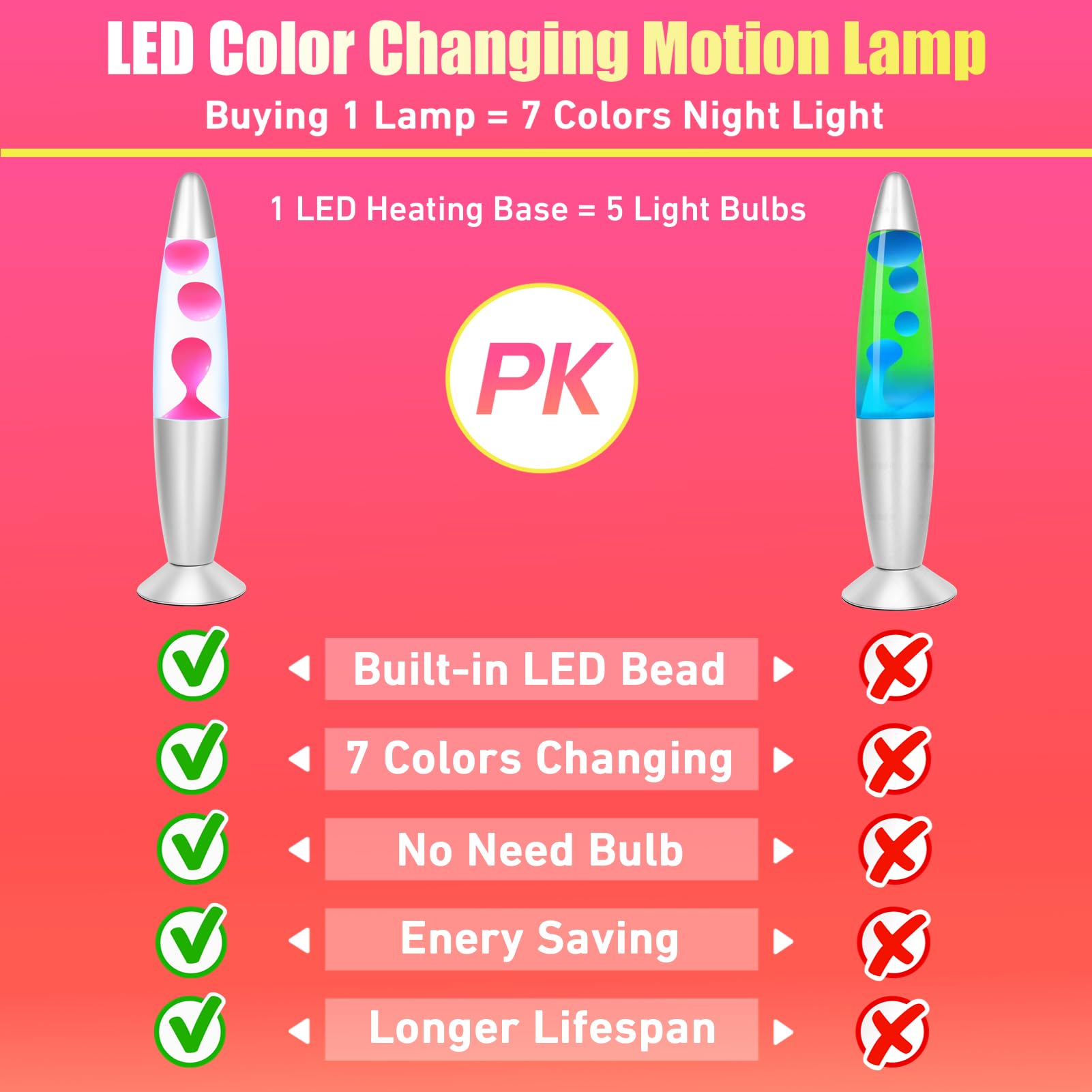 Dalavalampa Lampe LED rose à mouvement liquide : veilleuse à changement de couleur pour enfants et adultes, petites lampes de table de 33 cm pour décoration de maison, chambre à coucher, lumières de