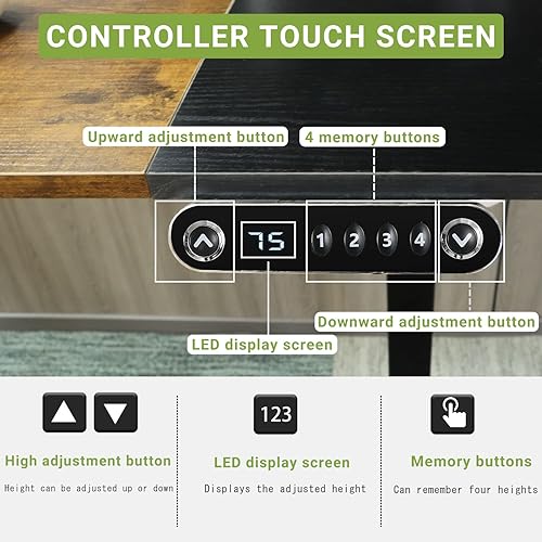 Miniatura 4 de Escritorio de pie, escritorio de pie de altura ajustable, 59 x 40 pulgadas, mesa de escritorio de pie para oficina en casa (marrón, 59 x 40)