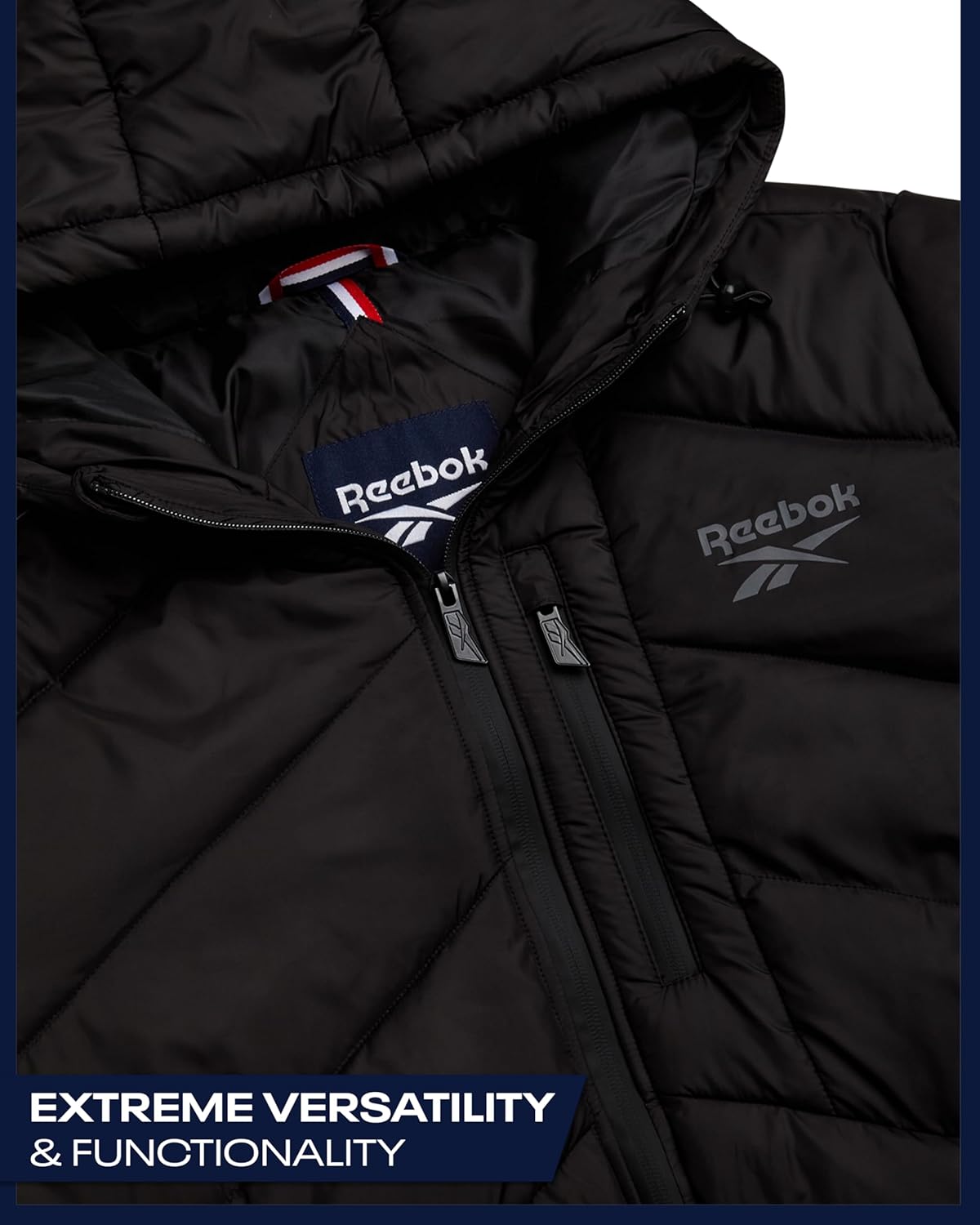 Reebok Mens Winter Jacket - Water Resistant Heavy Puffer Coat with Hood - Quilted Insulated Warm Winter Coat for Men - Image 4