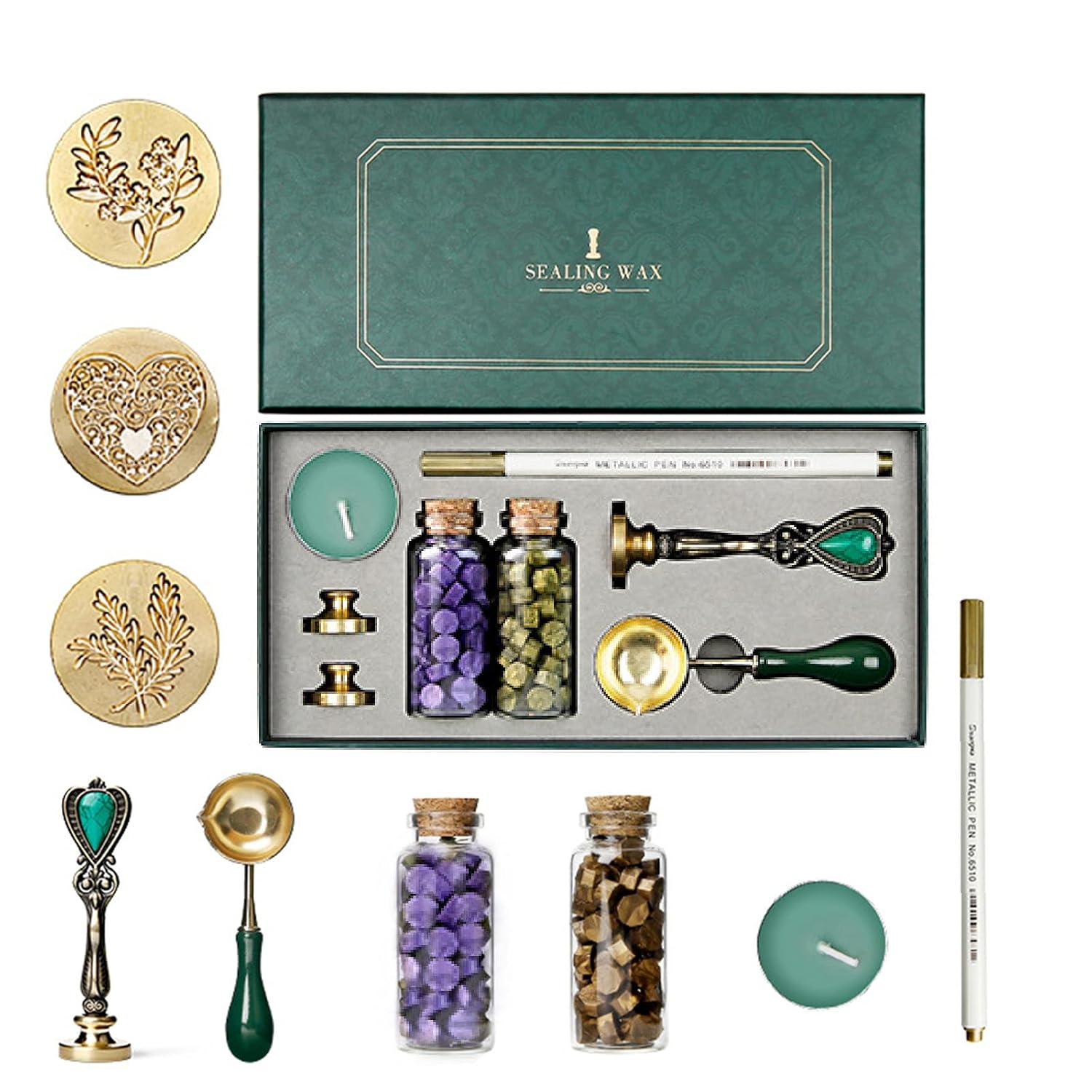Joyeee Wax Seal Stamp Kit, Sealing Wax Kit, Wax Seal Kit Retro Creative Sealing Wax Stamp Maker