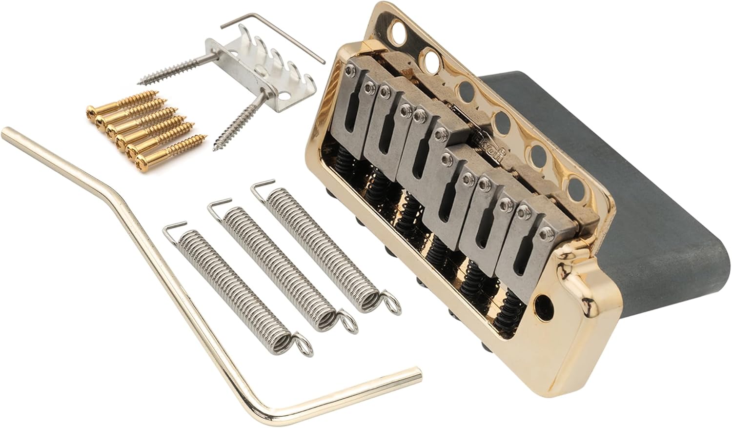 Wilkinson WVPC-SB 54mm Stainless Steel Saddles 6-Hole Guitar Tremolo Bridge with Full Solid Steel Block for Import Strat and Japan Strat, Gold