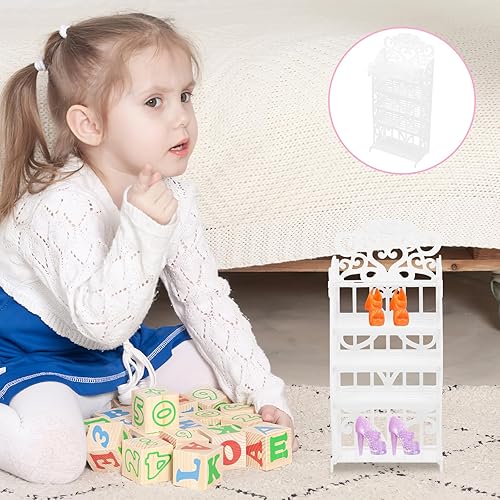 Miniatura 9 de jojofuny Gabinete de 3 piezas para zapatos de muñeca, mini zapatos de muñeca, muebles para casa de muñecas para niñas, niños, juego de muñecas,