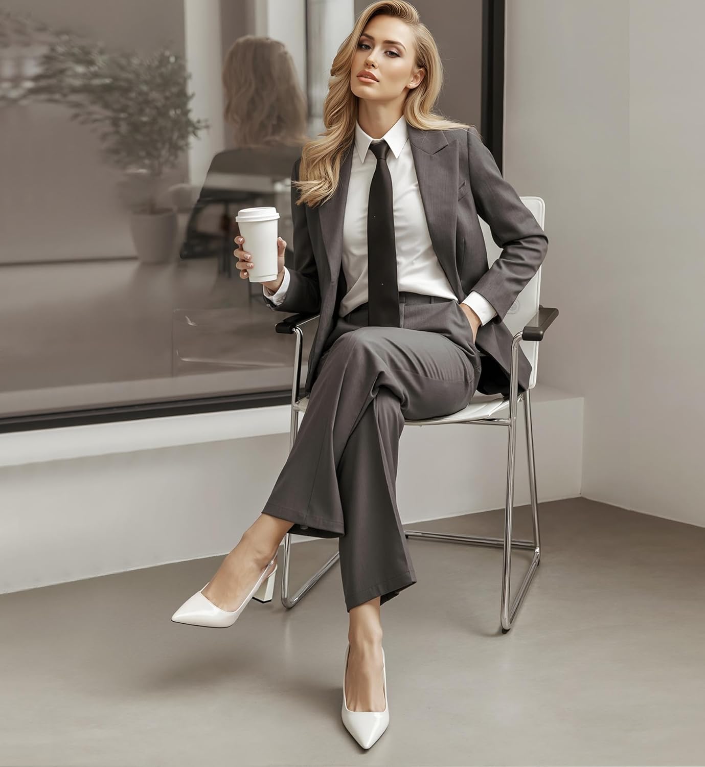 heelchic Chunky Heels for Women Pumps Closed Toe Slingback Block Heels Slip on Wedding Dressy Comfortable Shoes - Image 3