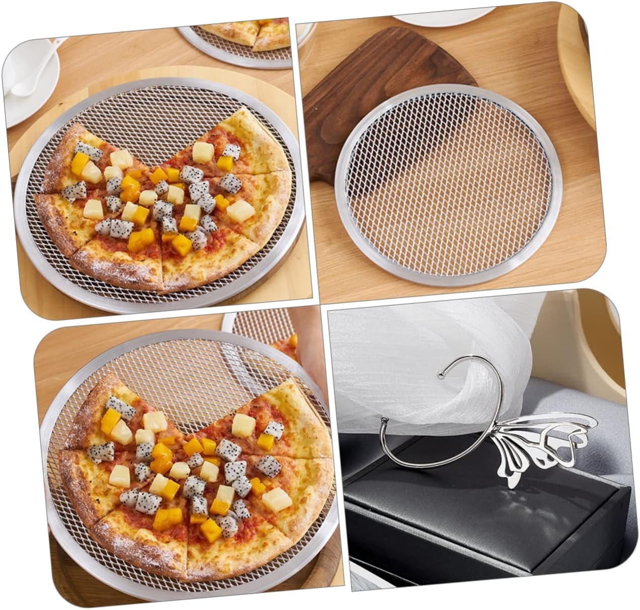 Aluminum Pizza Pan Baking Tray Pizza Plate for Oven Use Seamless Pizza Crisper Tray for Homemade Pizza and Baking