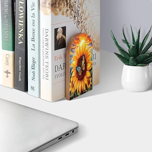 Miniatura 8 de Sujetalibros decorativos de madera con hojas de otoño para estantes, habitación de los niños, escritorio, oficina en casa, tapones de libros para