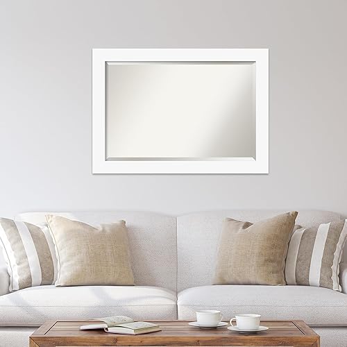 Miniatura 6 de Amanti Art Espejo de baño de madera, espejo de pared blanco básico para usar como espejo de tocador de baño sobre el fregadero (29.5 x 41.5