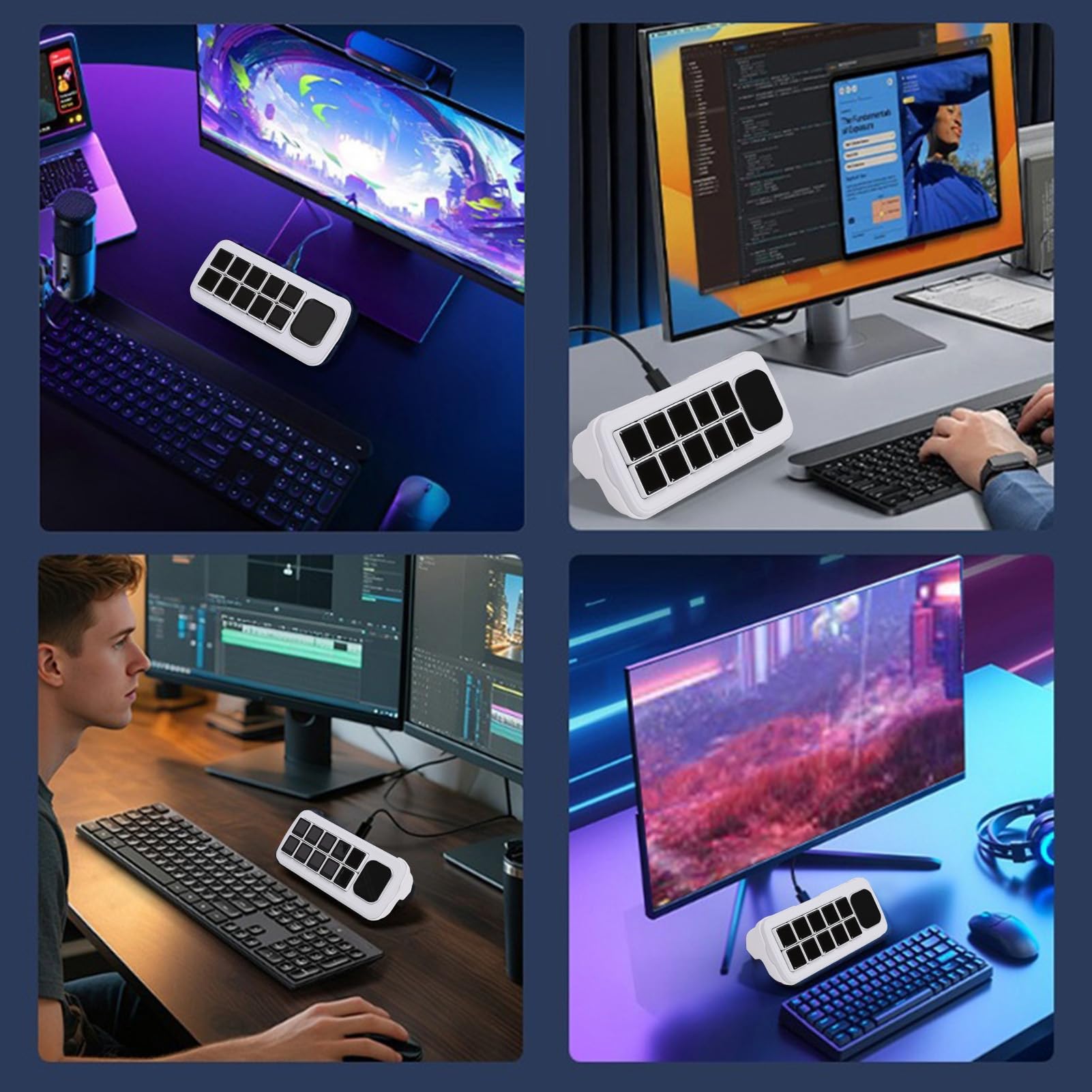 Luqeeg Ai Voice Control Panel, Smart Home Voice Control Panel, Unterstützung für Onboard 10 X 0,85 Zoll Mechanische LCD-Makrotasten und 2,01 Zoll Sekundärer Bildschirm, (Black)