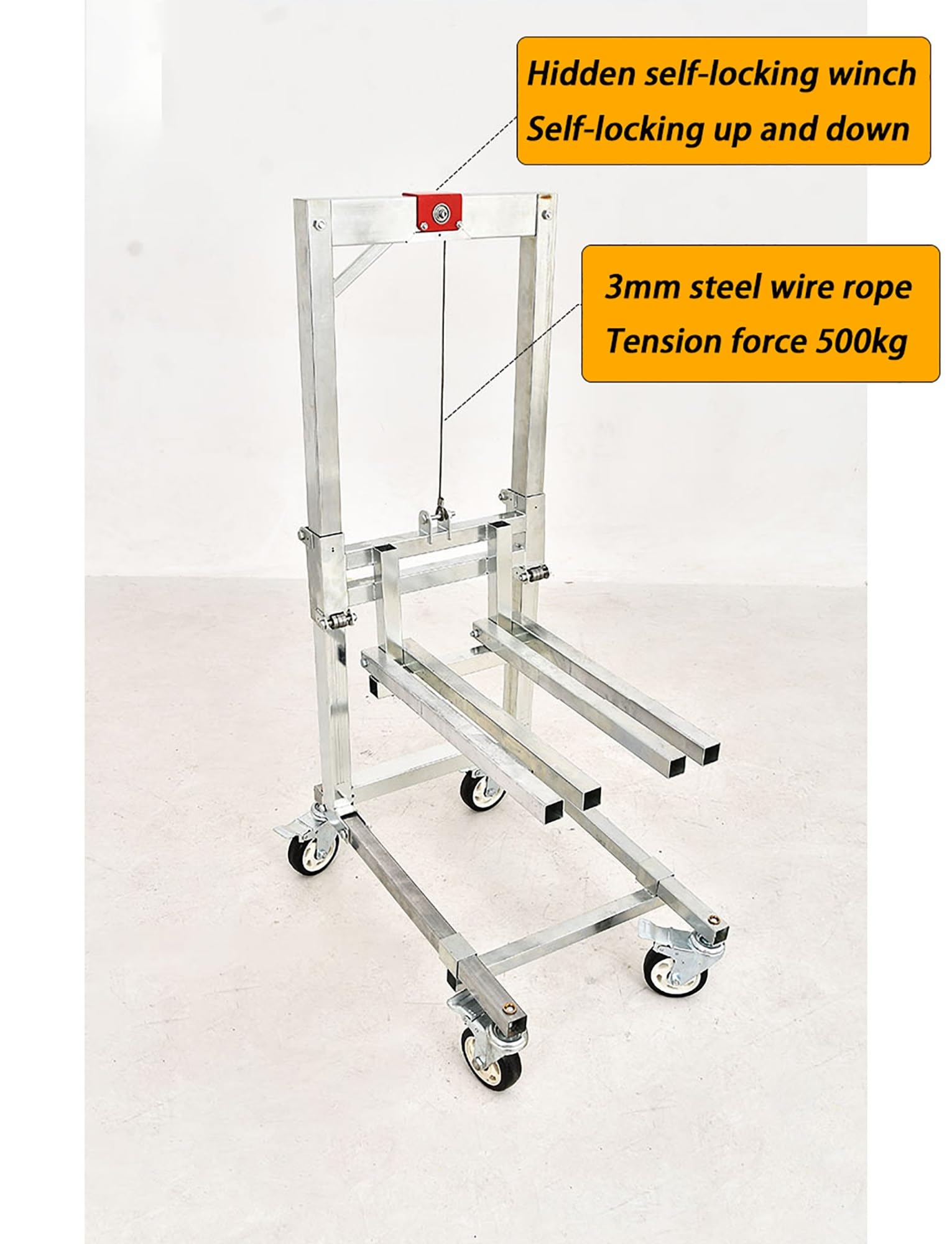 Apilador manual de carretilla elevadora, carretilla elevadora de manivela resistente con diseño plegable para garaje doméstico, almacén y supermercado, capacidad de 130 libras