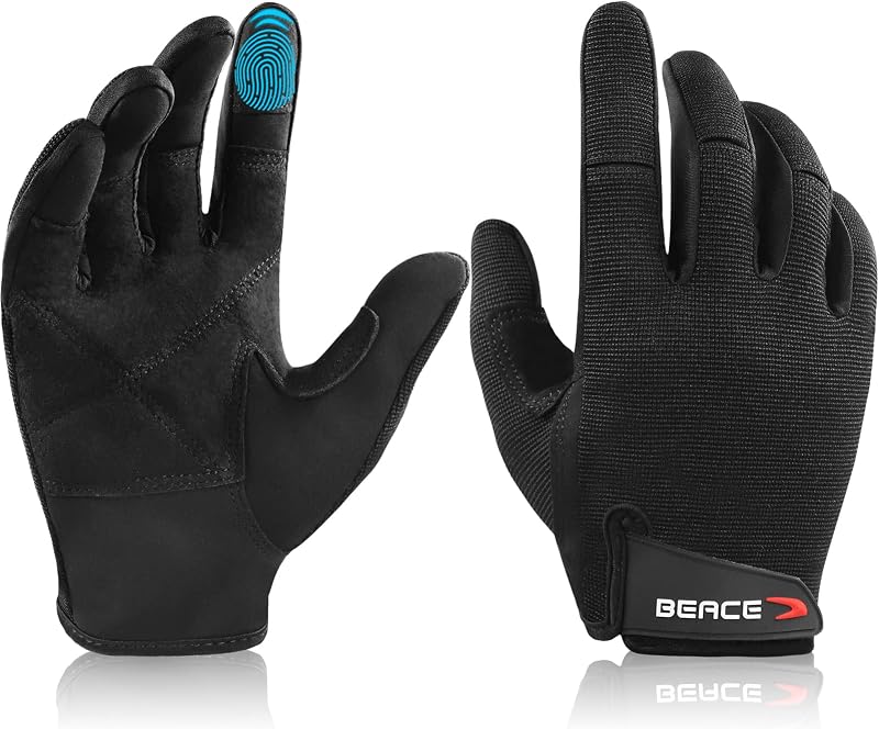 Full Finger Weight Lifting Gym Gloves with Anti-Slip Leather Palm for Workout Exercise Training Fitness and Bodybuilding for Men & Women