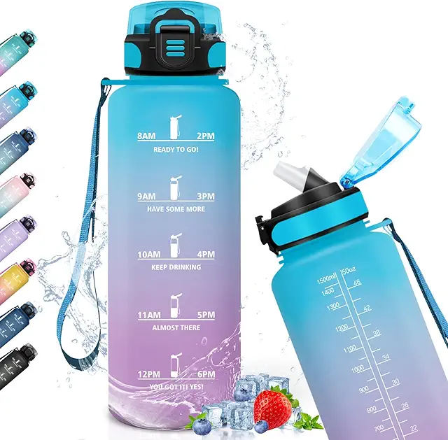 Gourde Sport 1,5L Motivante - Anti-Fuite, Réutilisable pour Running, Vélo, Fitness