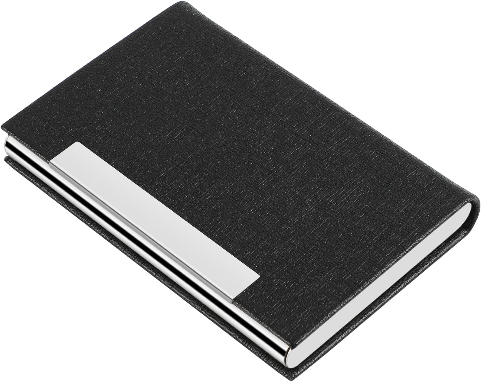MaxGear Business Card Holder, PU Leather & Stainless Steel Pocket Card Holder for Men & Women, Professional Business Cards Wallet with Magnetic Closure, Black