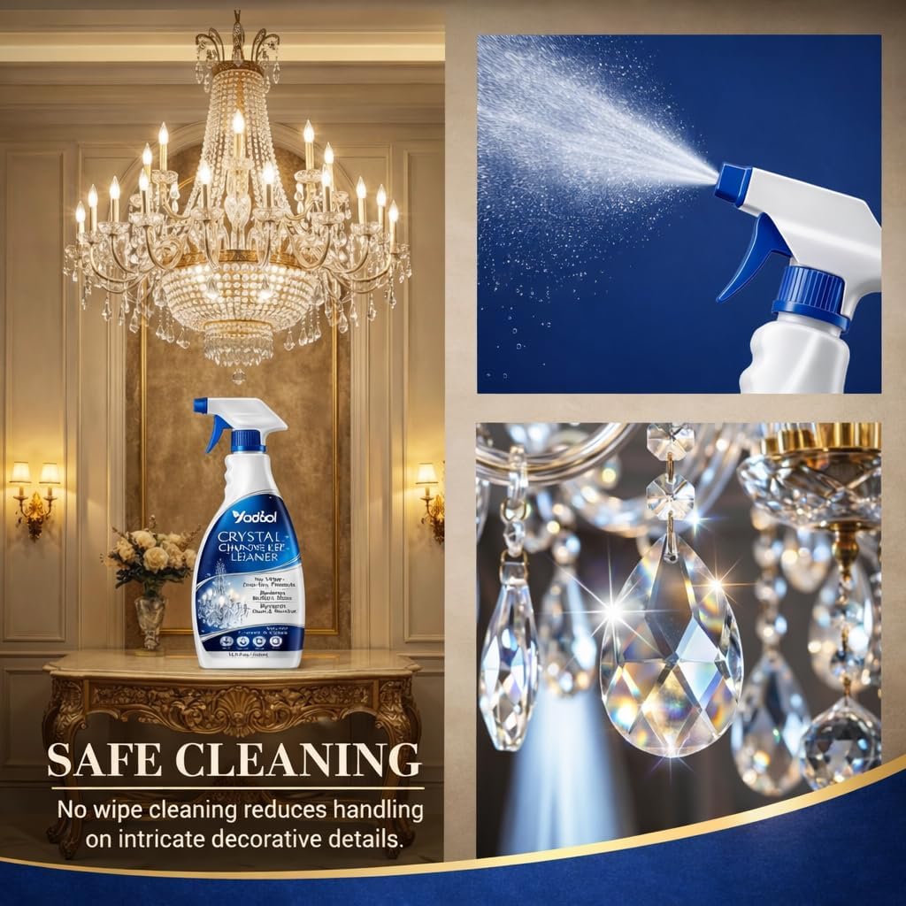 Chandelier Cleaner Spray for Hotel Chandeliers, Drip Dry No Wipe Formula, Removes Dust Grime, Restores Shine for Lobby Lighting