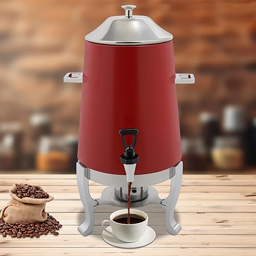 Dispensador de bebidas aislado, dispensadores de bebidas frías y calientes de acero inoxidable con soporte, capacidad de agua de 3.4 galones13 L,