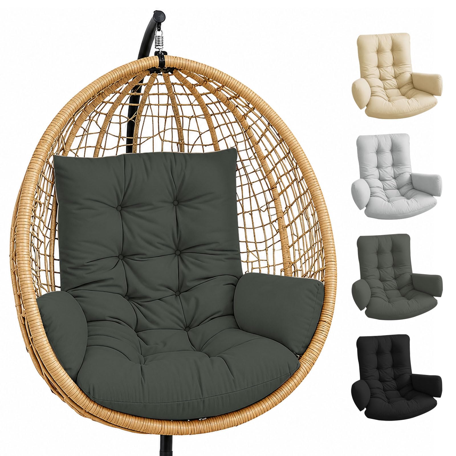 Hängesessel Kissen, Gepolstert Kissen für Hängesessel Outdoor, Wasserdicht Kissen für Hängesessel, Garten und Terrasse (Dunkelgrau)