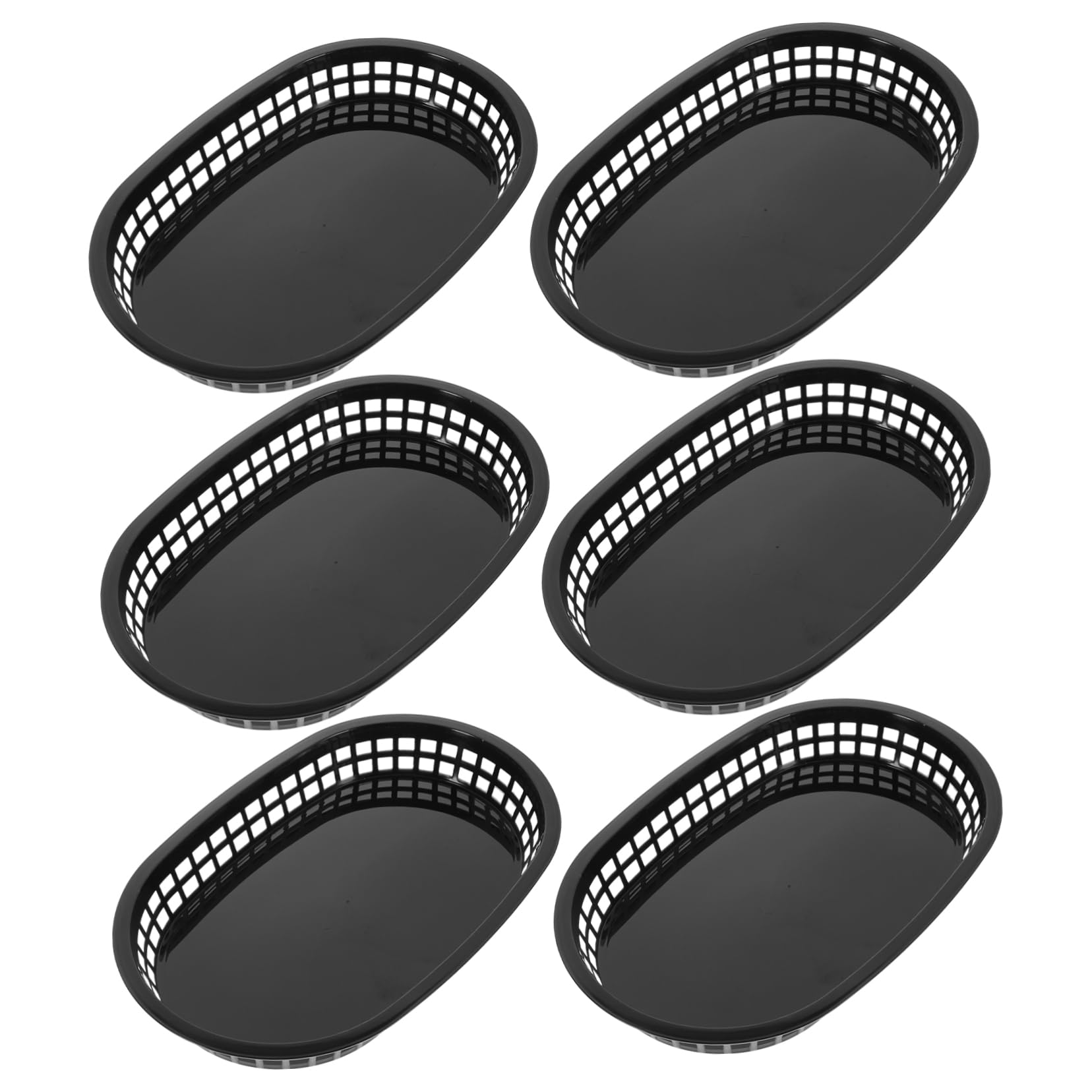UTHCLO 6pcs Plastic Fruit Basket Food Storage Basket Woven Fruit Basket Sandwich Basket Food Baskets for Serving French Fries Basket Plastic Food Baskets Decor Oval Picnic Plate