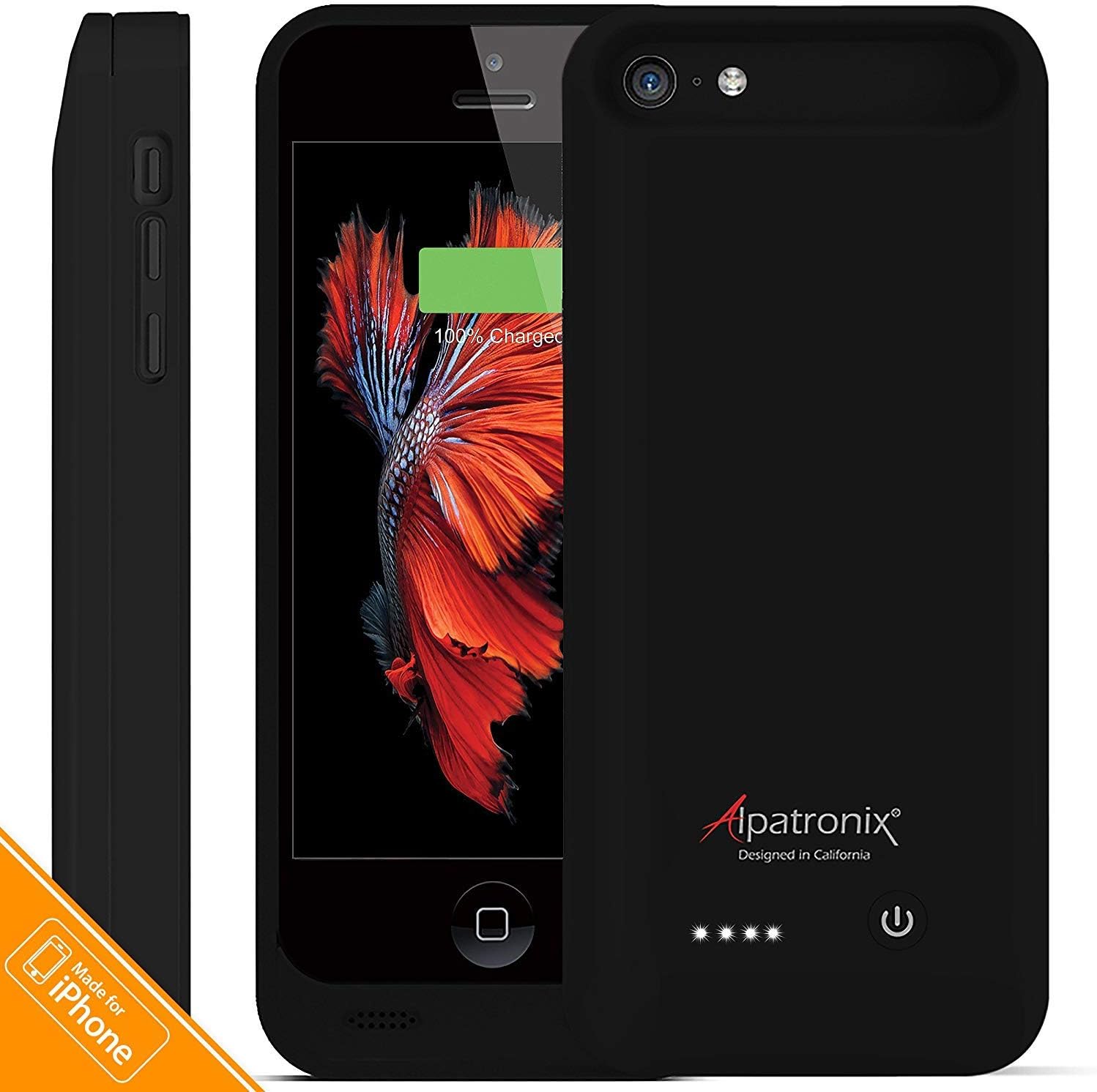 iPhone 5C / SE Battery Case, Alpatronix BX120plus 2400mAh Protective External Rechargeable Portable Charging Case for iPhone SE, 5C, 5S, 5 Juice Bank Power Pack [MFi Certified, iOS 10+] - Black