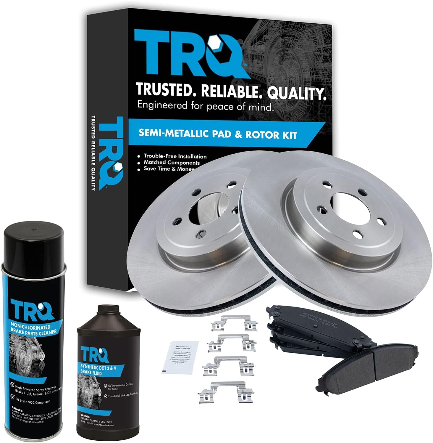 TRQ Front Brake Pad & Rotor Kit Brake Chemical Kit Brake Pads Brake Rotor Semi-Metallic Compatible with 2005-2019 Chrysler 300 2009-2019 Dodge Challenger 2006-2019 Charger 2005-2008 Magnum