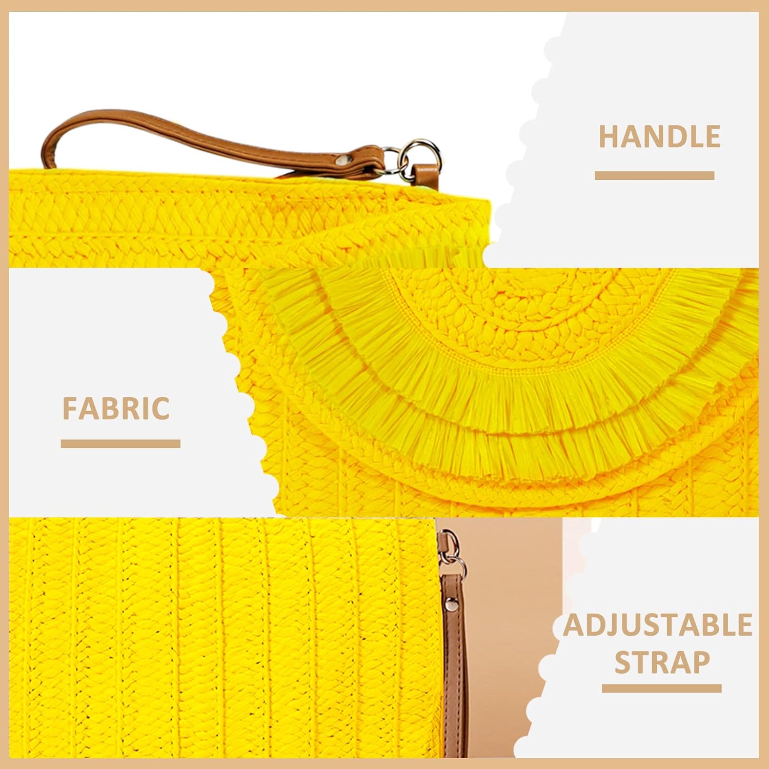Crossbody Bags for Women, Straw Clutch Purses, Bohemian Handmade Woven Envelope Package, Tassel Handbags for Women | Bohemian, Handmade, Woven, Tassel