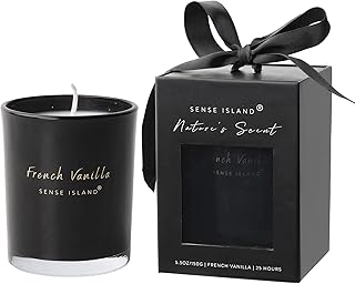 French Vanilla Candle Gifts for Her Creamy Vanilla Scented Candles 100% Soy Candle with Premium Gift Box with Black Ribbon I Candles for Women and Men