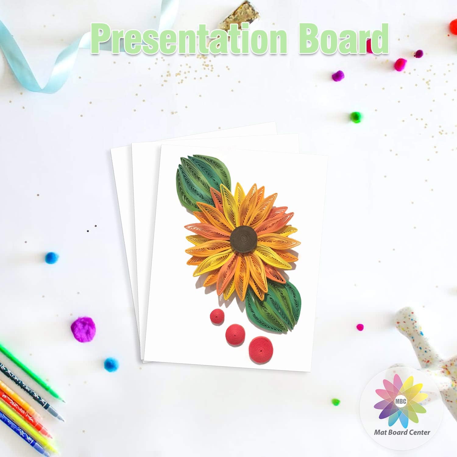 Mat Board Center, Pack of 10 3/16" Thick White with White Core Foam Core Backing Board/Mounting Board (5x7) : Office Products