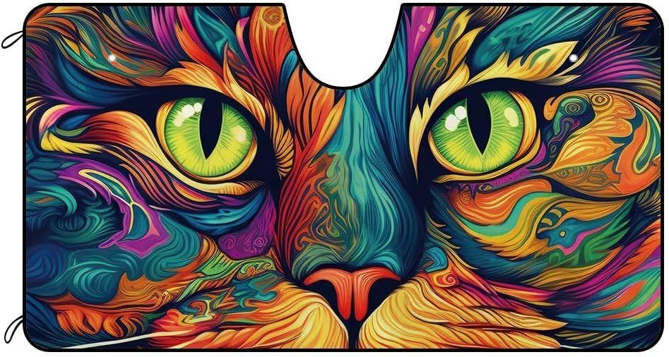 Asian Cat Windshield Sunshade for Car Truck SUV Cute Pet Face Front Windows Sunshade Blocks UV Rays Sun Heat 51x26.8 Inch Style 3