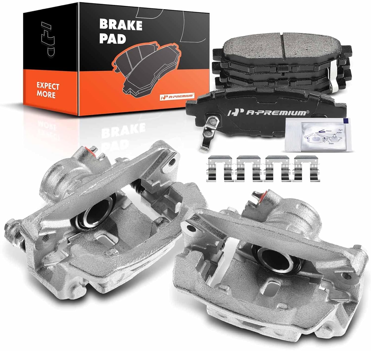 A-Premium Rear Disc Brake Calipers with Ceramic Pads Compatible with Subaru Forester 2009-2013 Impreza 2008-2014 WRX 2013-2016 6-PC Set