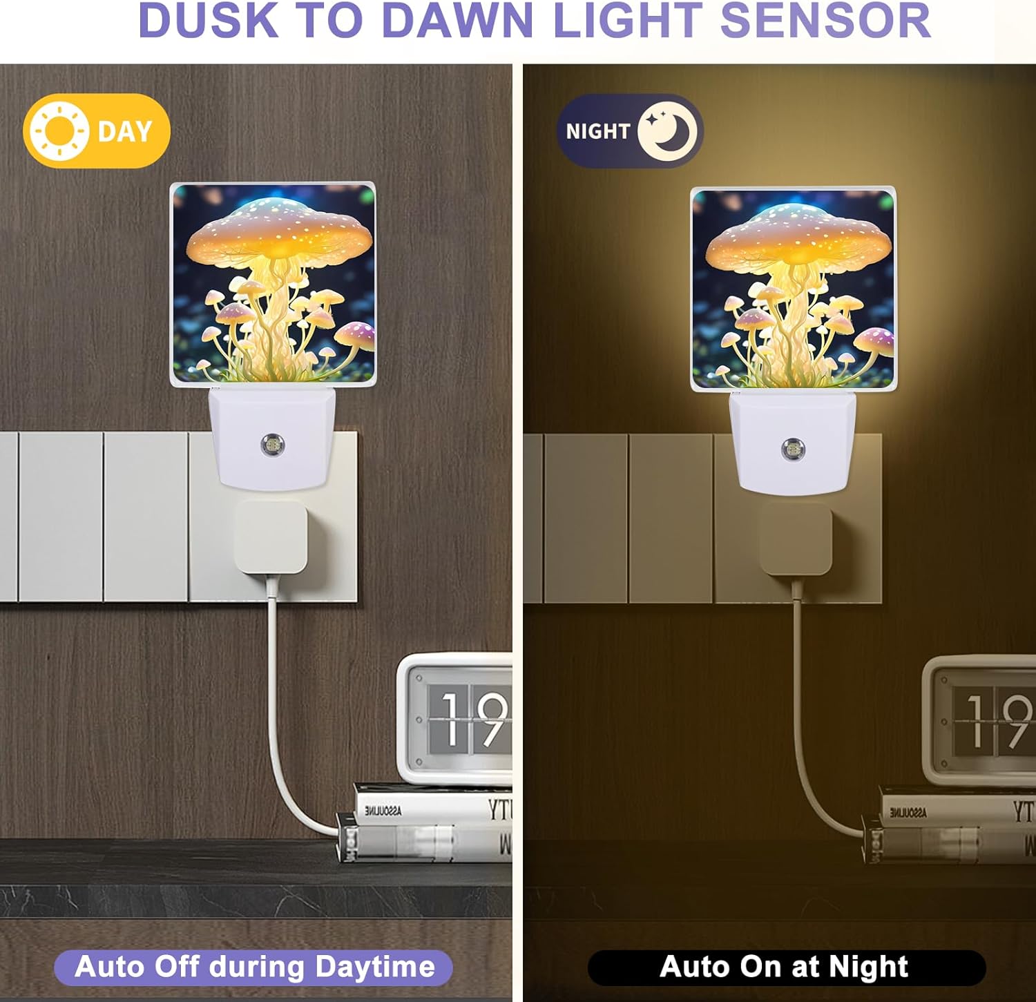 8 Pack Sublimation Acrylic Night Lights Blanks, Plug Into Wall, Dusk to Dawn Sensor, LED Personalized Night Light for Crafts, Gifts, Bedroom, Bathroom, Hallway, Warm White (Square)