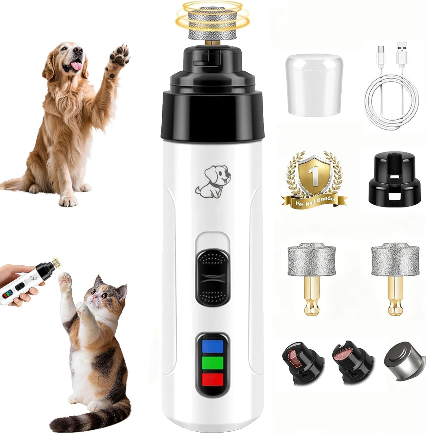 Dog Nail Grinder Whisper Quiet with Light for Small Medium L