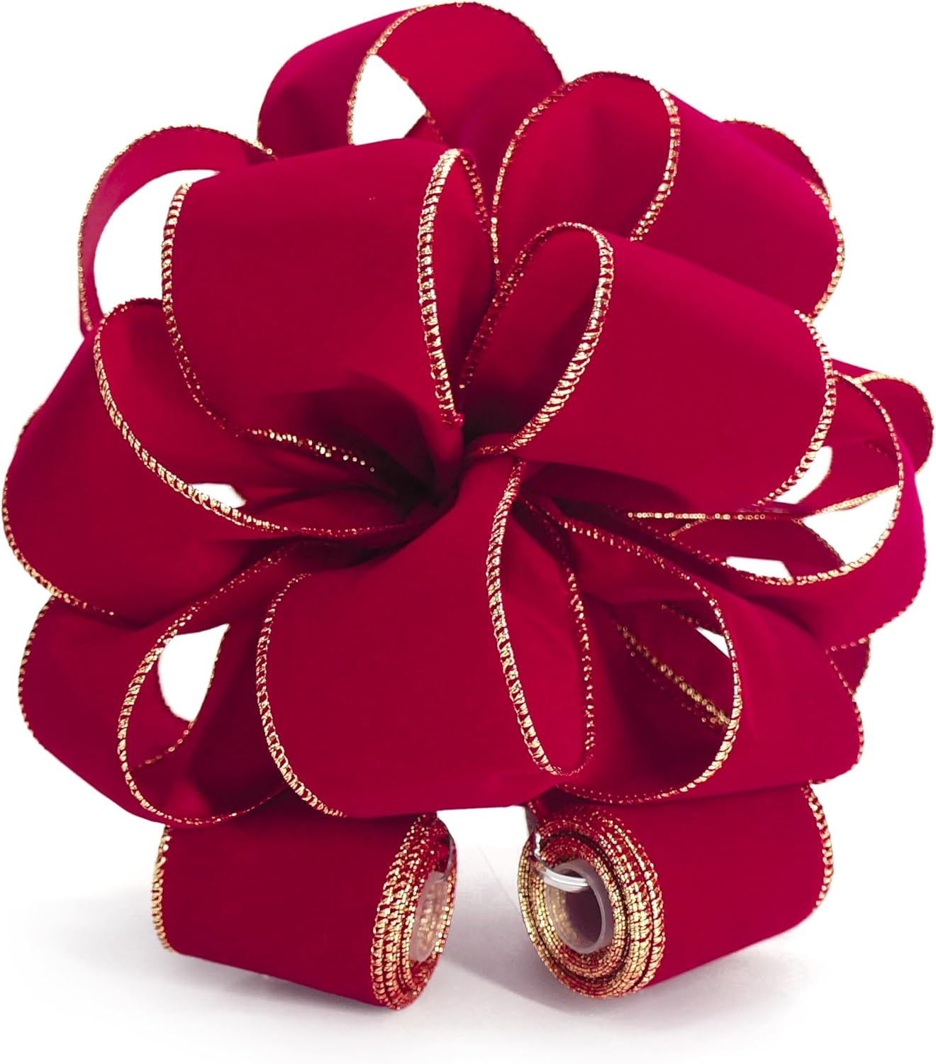 Christmas Tree Topper Bow - Bow: 11" sq. - Tails: 3 Yards Long Each - Velvet Red Velvet Red 11"x1