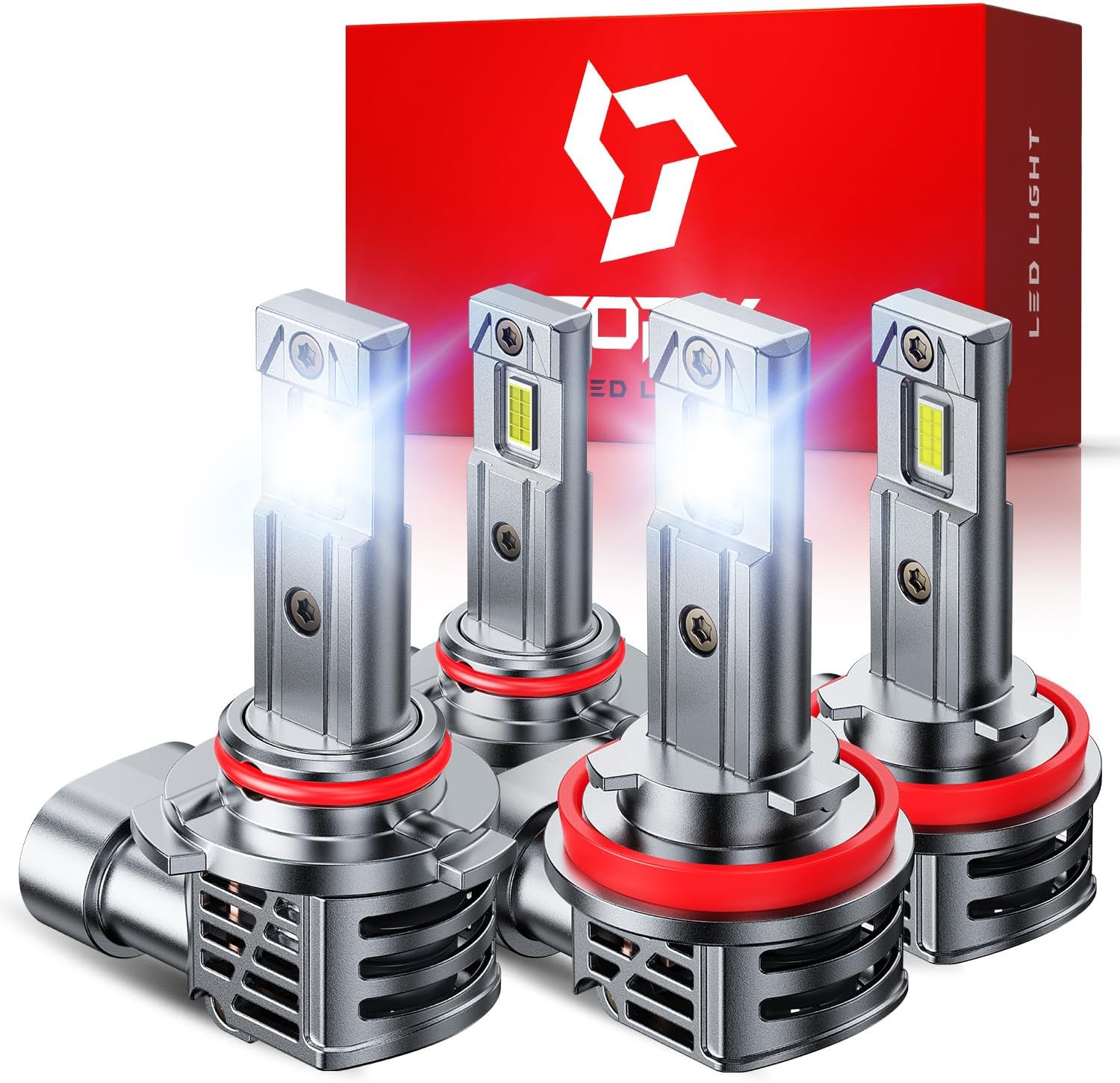 TOPIK H11 9005 Bulbs Combo, [Upgraded-Gen] 80,000LM 900% Ultra Brighter, H8 H9 HB3 Light Bulbs, Plug N Play, 20+ Years Long Lifespan, No Flicker, 99% Canbus Ready, Pack of 4