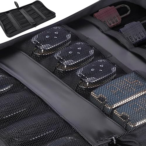 Miniatura 2 de Estuche portátil con cremallera, organizador de llaves de automóvil, estuche organizador de llaves de cuero, estuche de almacenamiento con cerradura