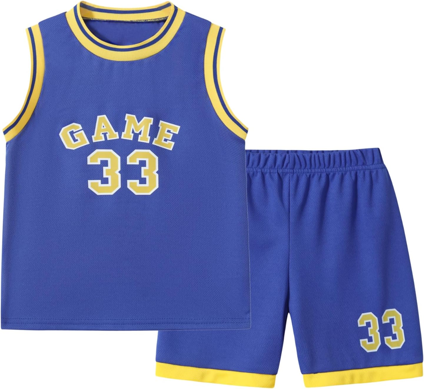 2 or 6 Piece Kids Boys Basketball Jersey Set Youth Letters Printed Lightweight Basketball Tank Top and Track Shorts - Image 2